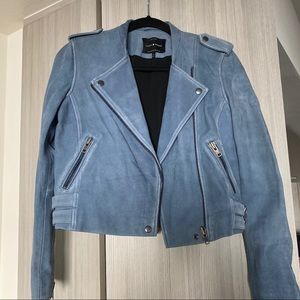 Blue Sueded Leather Moto Jacket
